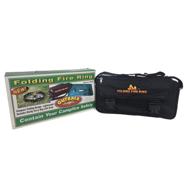 Outback Brand 36" x 6" Portable Folding Fire Ring, Steel Foldable Fire Ring, North Woods, Black