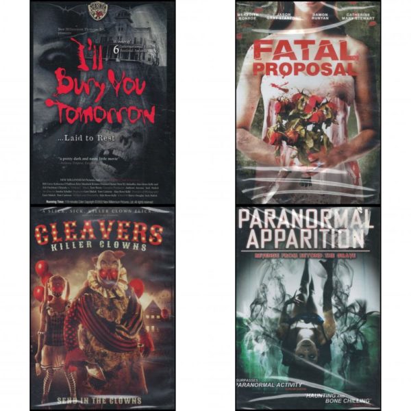 DVD Horror Movies 4 Pack Fun Gift Bundle: I'll Bury You Tomorrow  Fatal Proposal  Cleavers: Killer Clowns  Paranormal Apparition: Revenge From Beyond The Grave