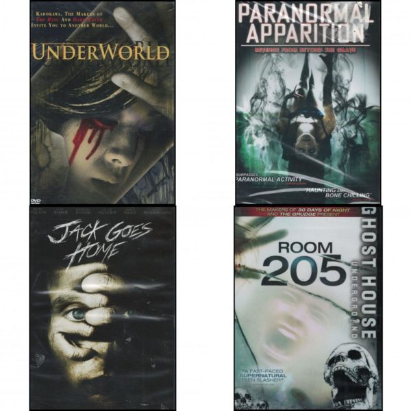 DVD Horror Movies 4 Pack Fun Gift Bundle: Under World  Paranormal Apparition: Revenge From Beyond The Grave  Jack Goes Home  Room 205