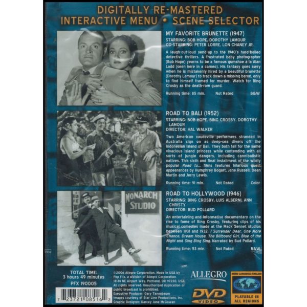 Bob Hope: 3 Features: My Favorite Brunette, Road to Bali, Road to Hollywood (DVD)