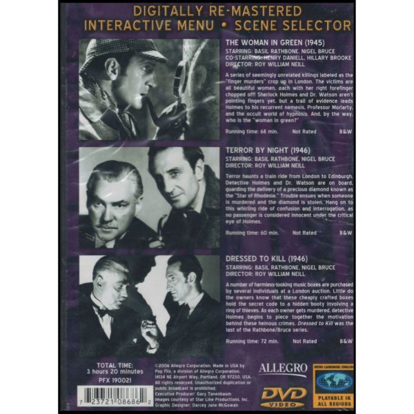 Basil Rathbone Nigel Bruce: 3 Feature Movies (DVD)