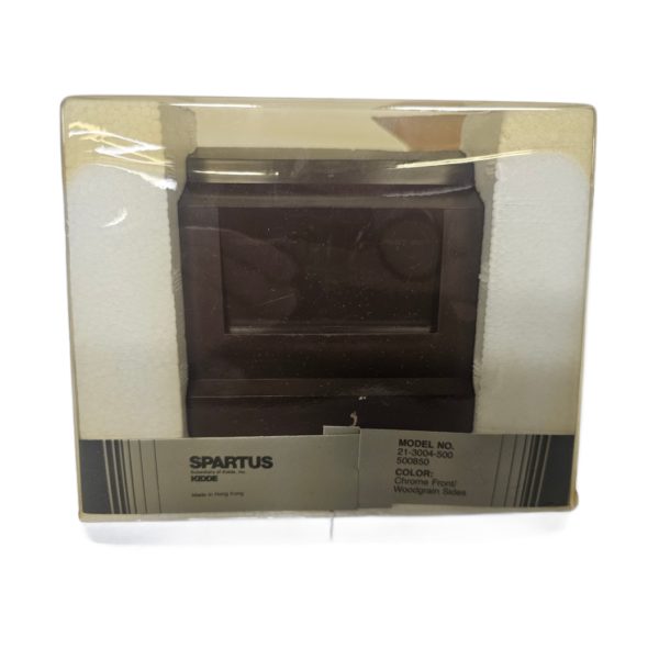 Vintage 1970s Spartus Solid State SIGMA II Electronic Alarm Clock Chrome w/ Woodgrain Sides Model 21-3004-500