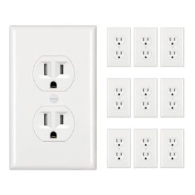 [10-Pack] DEWENWILS Duplex Receptacle Outlet, 15Amp/125V, (TR) Tamper Resistant, Wall Plates Included, UL Listed, Standard Wall Outlet, White