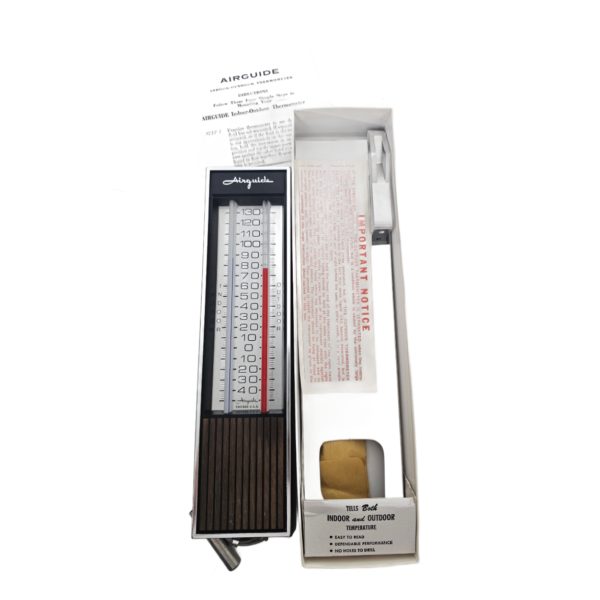 Vintage 1960's Airguide Indoor-Outdoor Thermometer Woodgrain # 421W