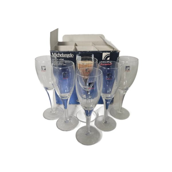 Bormioli Michelangelo Light & Music Champagne Flute Crystal Glass Set of 6 Italy