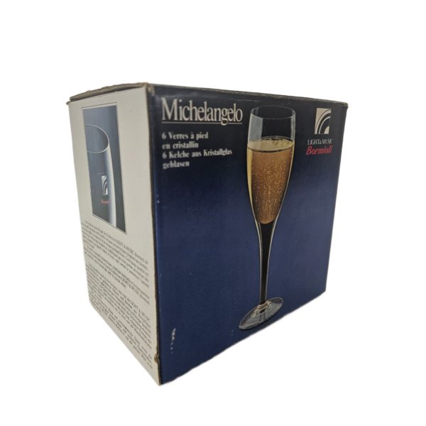 Bormioli Michelangelo Light & Music Champagne Flute Crystal Glass Set of 6 Italy