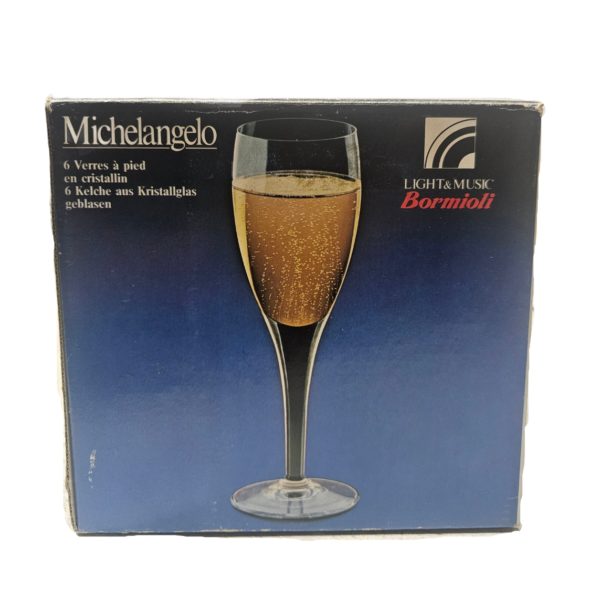 Bormioli Michelangelo Light & Music Champagne Flute Crystal Glass Set of 6 Italy