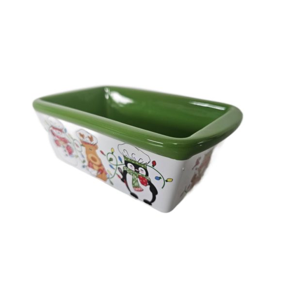 Temptations by Tara Whimsical Chef Friends Mini Loaf Pan Holiday Bakeware 12 oz (Green)