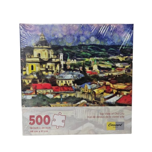 Condord Puzzle Co "Top View of Old City" 500 Piece Puzzle Van Gogh Style Art