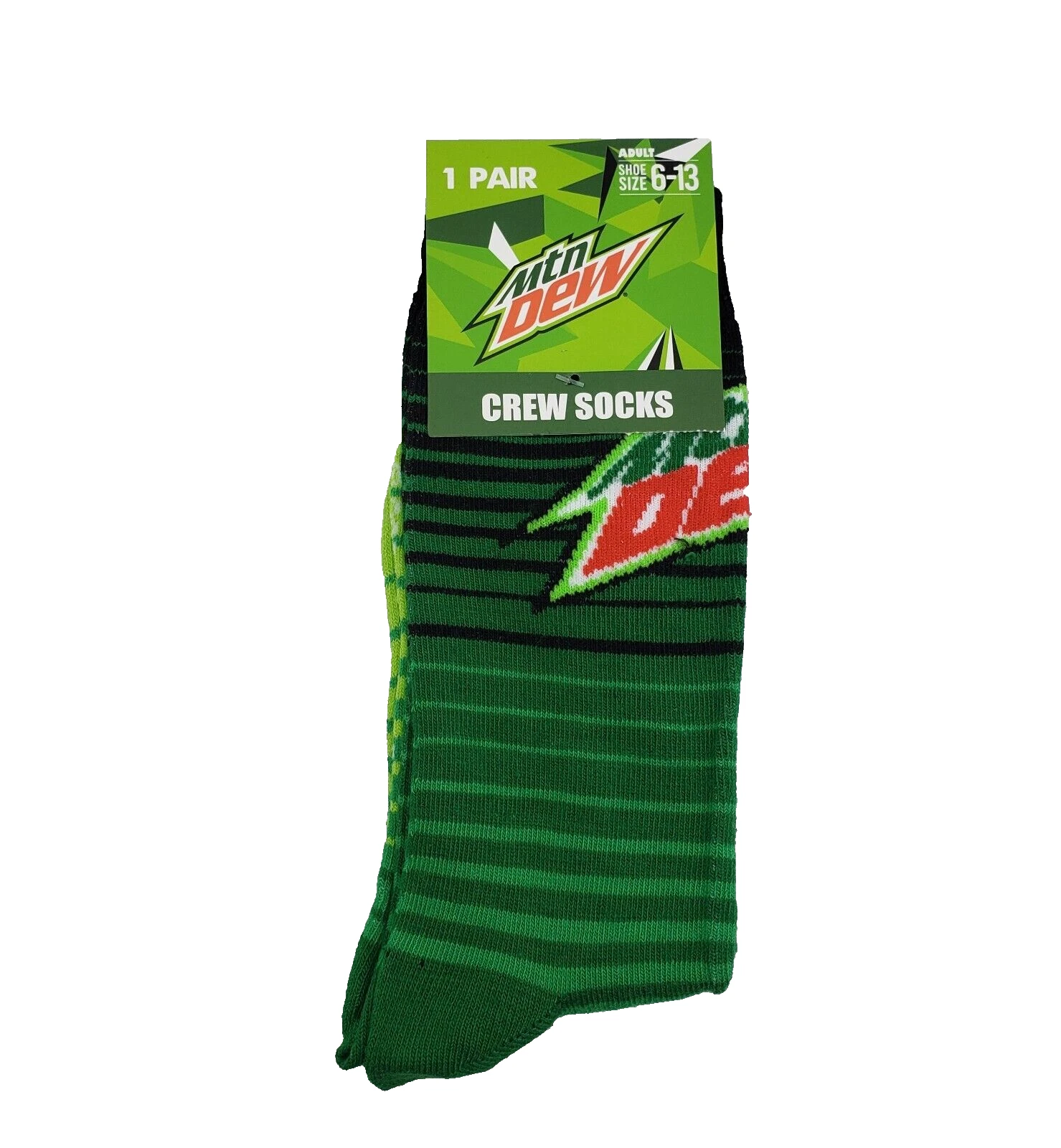 Crazy Universe Mountain Dew Men's Novelty Crew Socks Size 6-13