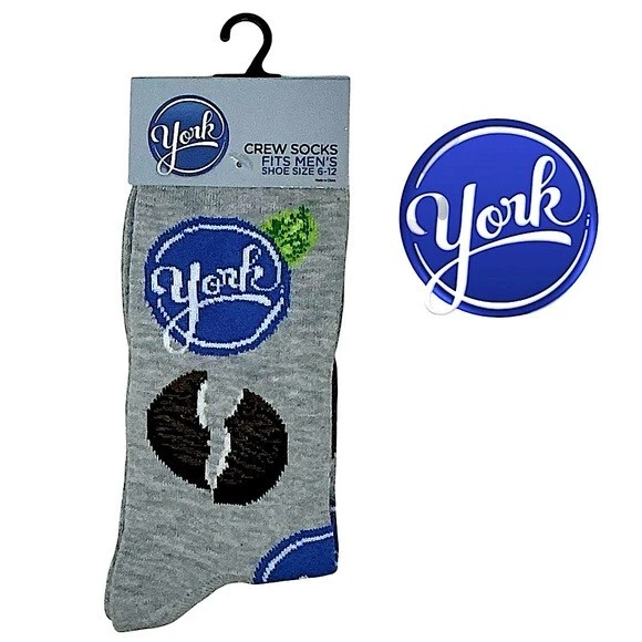 York Peppermint Patties Men's Novelty Crew Socks Size 6-12
