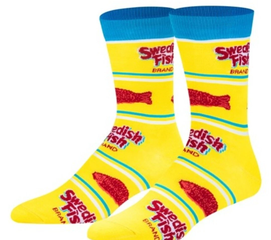 Swedish Fish Candy Adult Men's Novelty Crew Socks Size 6-12