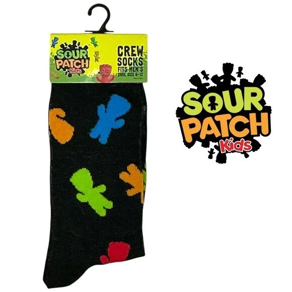 Sour Patch Kids Candy Adult Men's Novelty Crew Socks Size 6-12