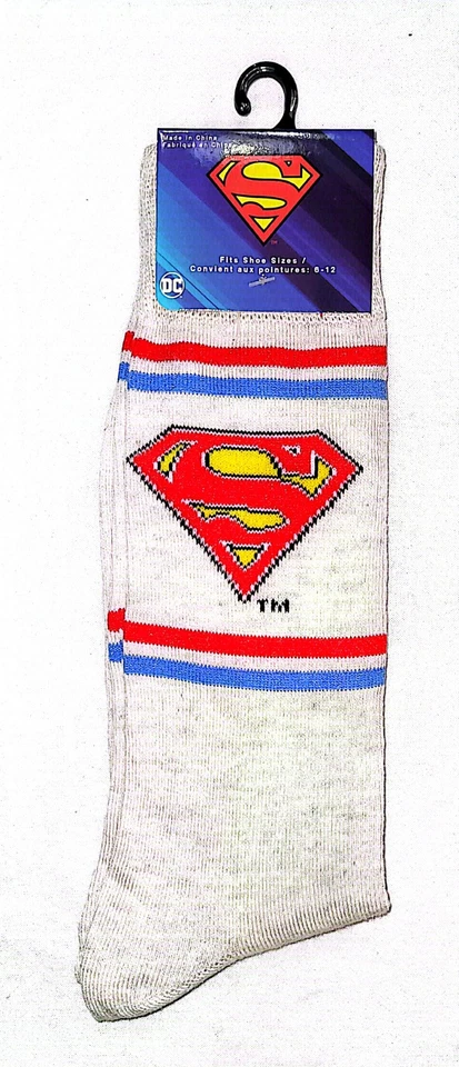 DC Comics Superman Adult Unisex Novelty Crew Socks Size 6-12
