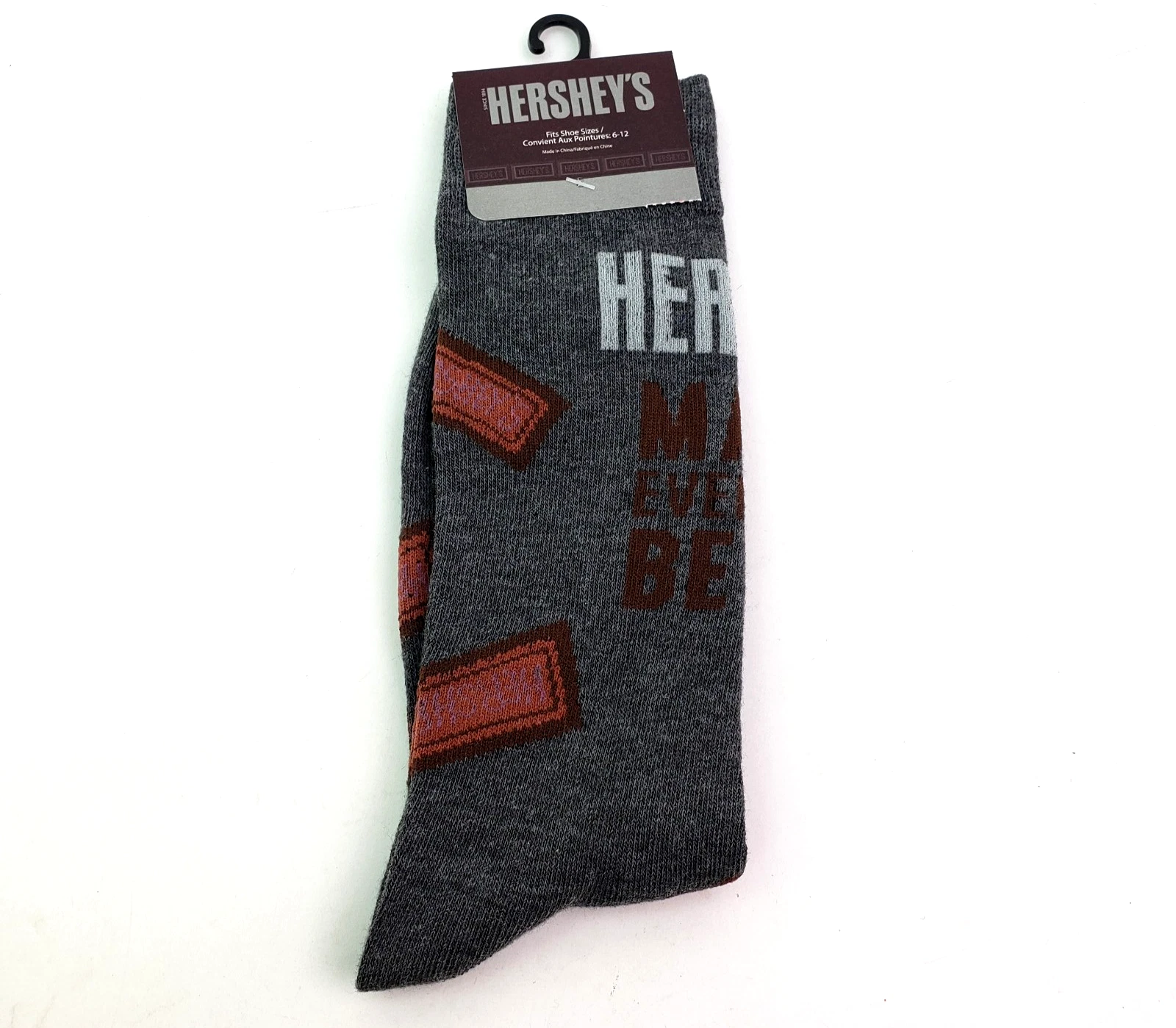 Hershey Chocolate (Makes Everything Better) Adult Unisex Novelty Crew Socks Size 6-12