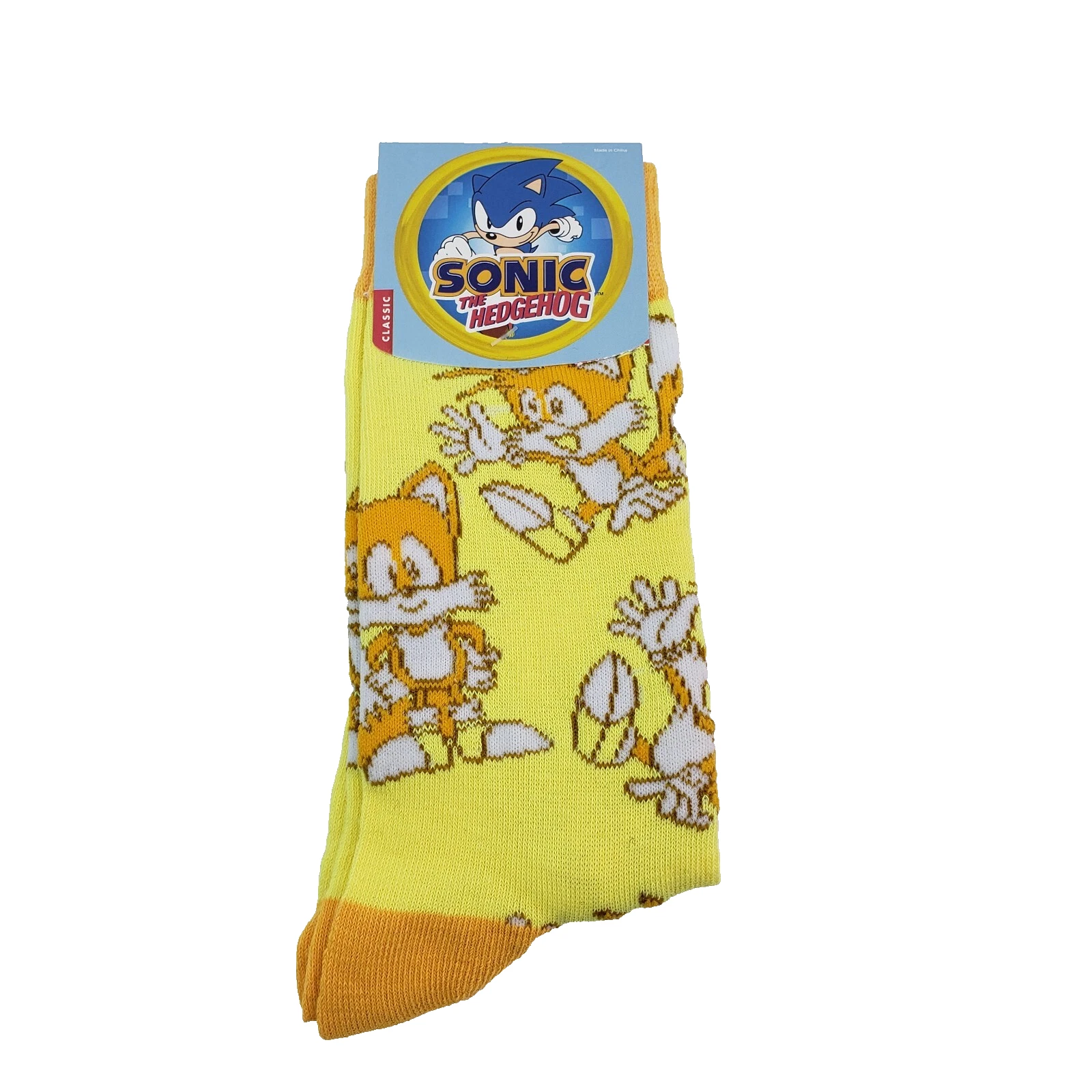 Sonic The Hedgehog Tails Adult Mens Novelty Crew Cut Socks Size 8-12