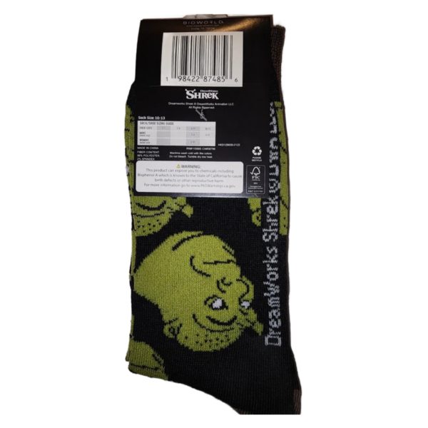 DreamWorks Shrek Adult Mens Novelty Crew Cut Socks Size 8-12