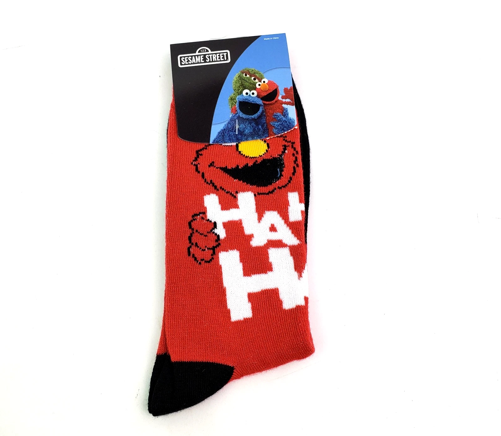 Sesame Street Elmo Ha Ha! Novelty Crew Cut Socks Size 8-12