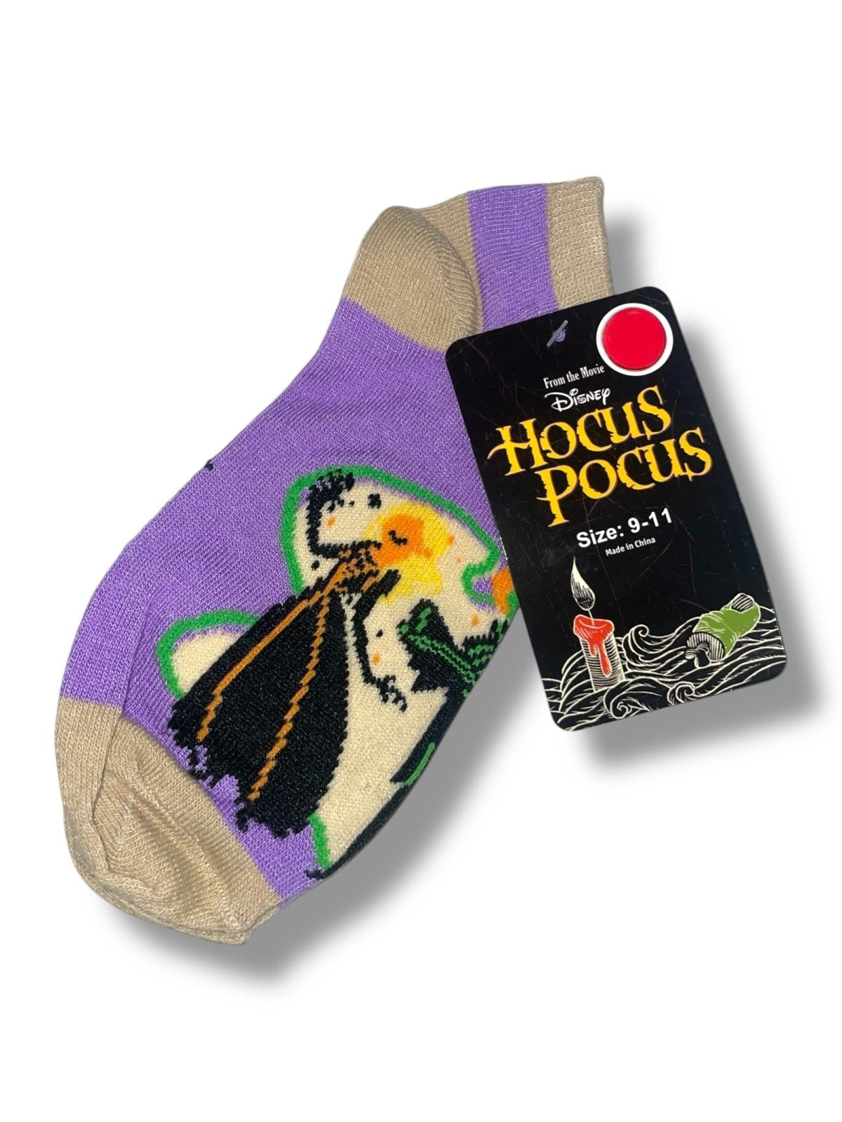 Disney Halloween Hocus Pocus Witches Adult Novelty No-show Socks Womens Size 9-11