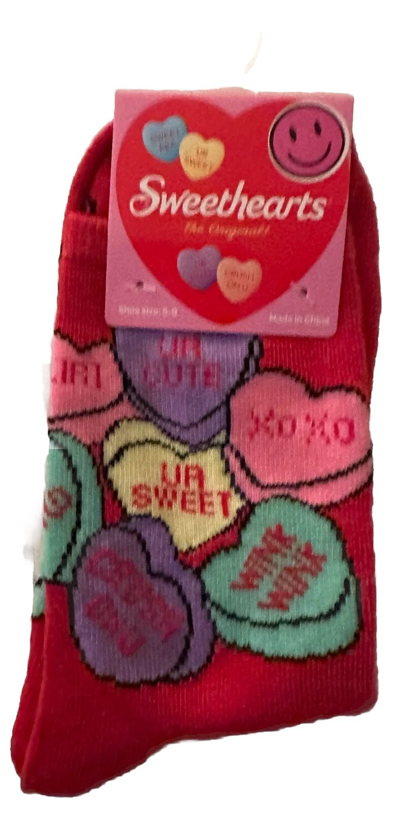 Valentine's Day Sweethearts Adult Novelty Crew Socks Womens Size 5-9 (Red)