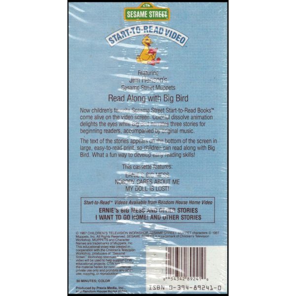 Sesame Street Start-To-Read Video: Ernie's Big Mess & Other Stories (VHS Tape)