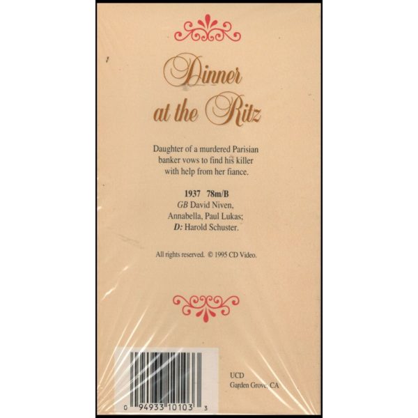 Dinner at the Ritz (VHS Tape)