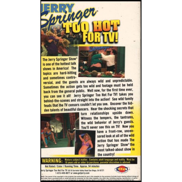 Jerry Springer: Too Hot for TV (VHS Tape)