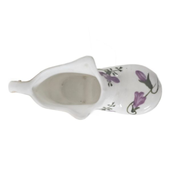 Vintage Lu Pao Fine Bone China Slipper Shoe Figurine Purple Flowers