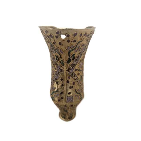 Vintage Gilt Metal Cloisonne Enamel Gold Floral Boot