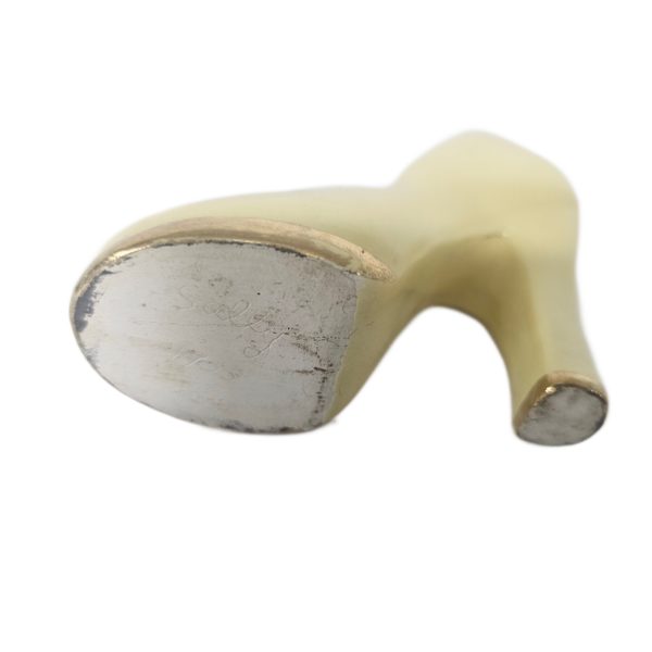 Vintage 1953 Hand-crafted Ceramic Yellow Shoe With Gold Trim 4.5 Inch