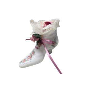 Vintage Handcrafted Victorian Boot Pink Roses Porcelain 4 Inch