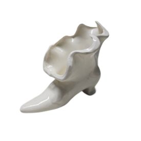 Vintage Ceramic Ruffled Victorian Boot Vase/Planter 5x5 Inch