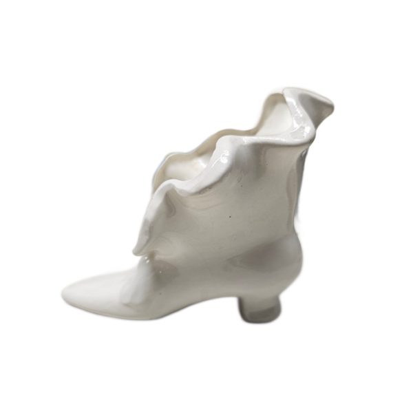 Vintage Ceramic Ruffled Victorian Boot Vase/Planter 5x5 Inch