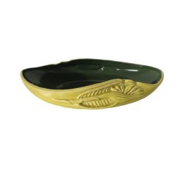 Vintage Red Wing USA B2014 Bird of Paradise Planter / Console Bowl – 14" Yellow with Green Interior – Mid-Century Modern