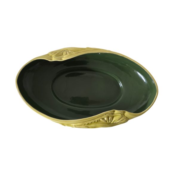 Vintage Red Wing USA B2014 Bird of Paradise Planter / Console Bowl – 14" Yellow with Green Interior – Mid-Century Modern