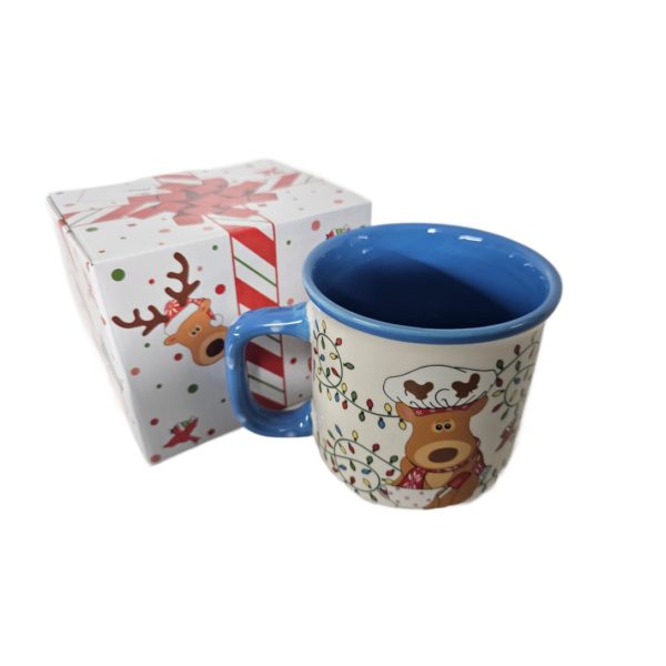 Temptations by Tara Winter Whimsey Reindeer Chef Coffee/Tea Mug 16 oz (Blue)