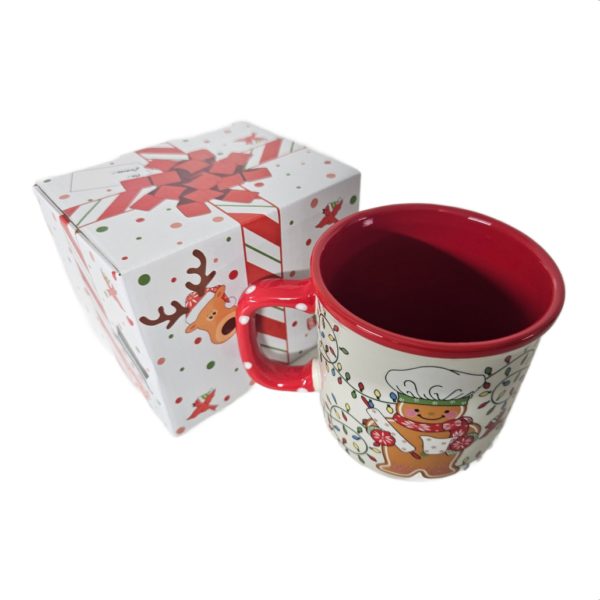 Temptations by Tara Winter Whimsey Gingerbread Man Chef Coffee/Tea Mug 16 oz (Red)