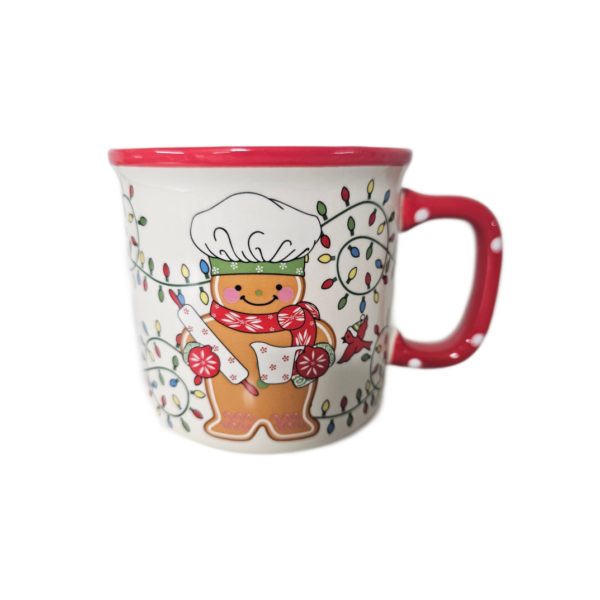 Temptations by Tara Winter Whimsey Gingerbread Man Chef Coffee/Tea Mug 16 oz (Red)