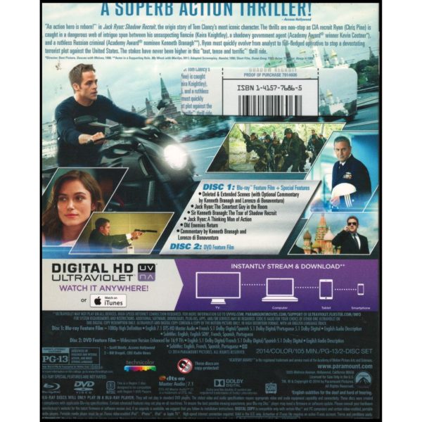 Jack Ryan: Shadow Recruit (Blu-ray + DVD + Digital HD) (Blu-Ray)