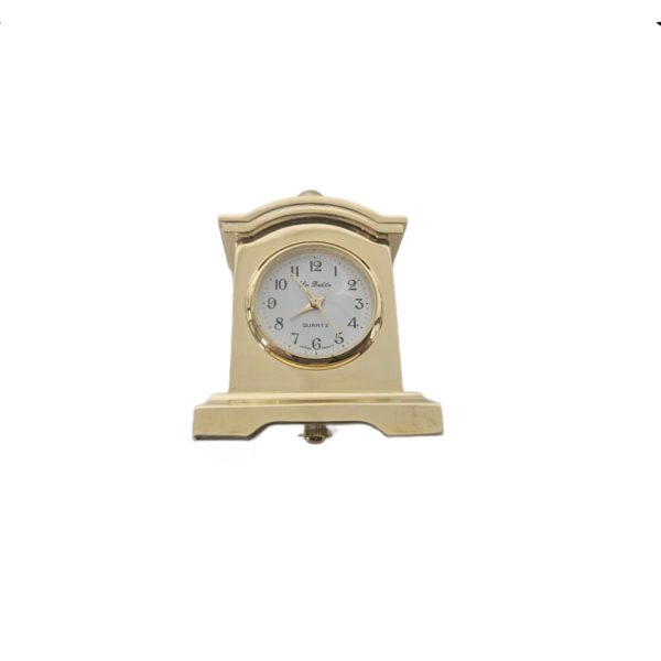 Vintage La Bella Miniature Brass Quartz Clock Set of 2 Japan Mov't