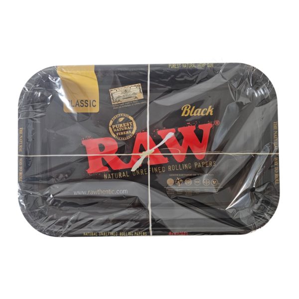 Limited Edition Black Raw Rolling Papers Rolling Tray - 11 x 7 Inch