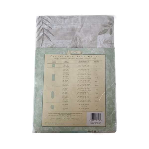 Everyday Luxuries "Boxed Fern" Taupe Vinyl Flannel Back Tablecloth 60 x 84 Oval