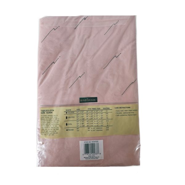 Home Trends Solid Pink Vinyl Flannel Back Tablecloth 52 x 70 Inch Oval