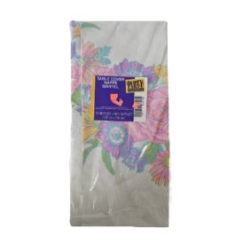 Vintage Hallmark Party Express Pink/Purple/Yellow Floral Paper Table Cover 54 x 89