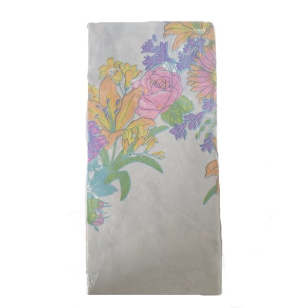 Vintage Hallmark Party Express Pink/Purple/Yellow Floral Paper Table Cover 54 x 89