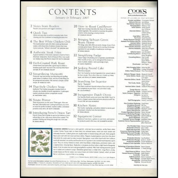Cook's Illustrated: January & February 2007 - Number 48 (Back Issue) (Paperback)