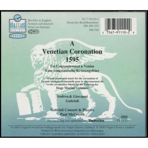 A Venetian Coronation 1595 (Music CD)