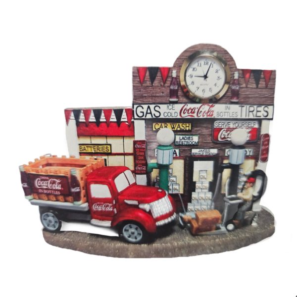 Rare 2008 Coca-Cola Jake's Service Station Desk/Shelf Clock