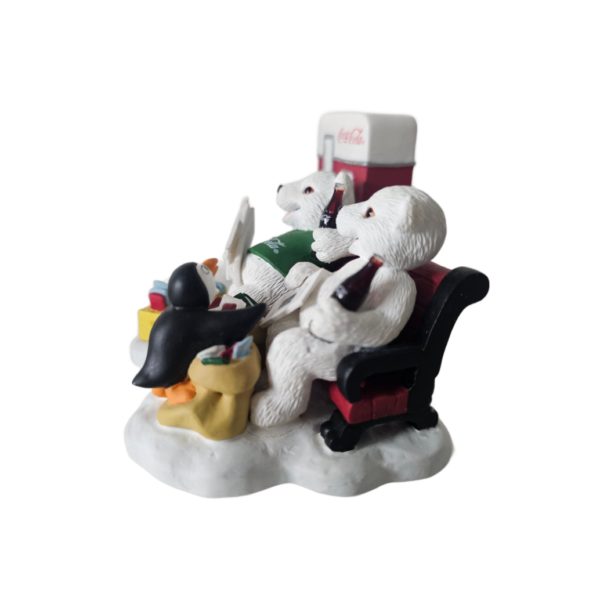 1998 Coca Cola Polar Bear Cubs Figurine "Passing the Day in a Special Way"