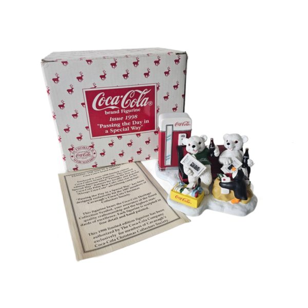 1998 Coca Cola Polar Bear Cubs Figurine "Passing the Day in a Special Way"